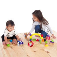 BABY EINSTEIN Hračka dřevěná stavebnice Curious Creations Kit HAPE 12m+