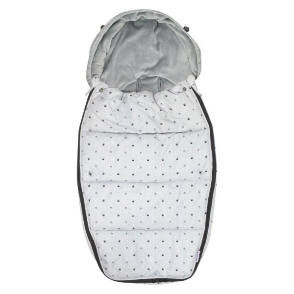 Footmuff vel. L LIGHT GREY CROWNS DeLuxe