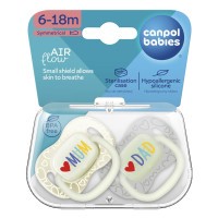 CANPOL BABIES Dudlík svítící silikonový symetrický LOVE MUM&DAD 6-18m 2ks