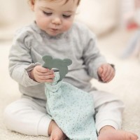 NATTOU Kousátko silikonové bez BPA s bavlněnou dečkou 28 x 28 cm