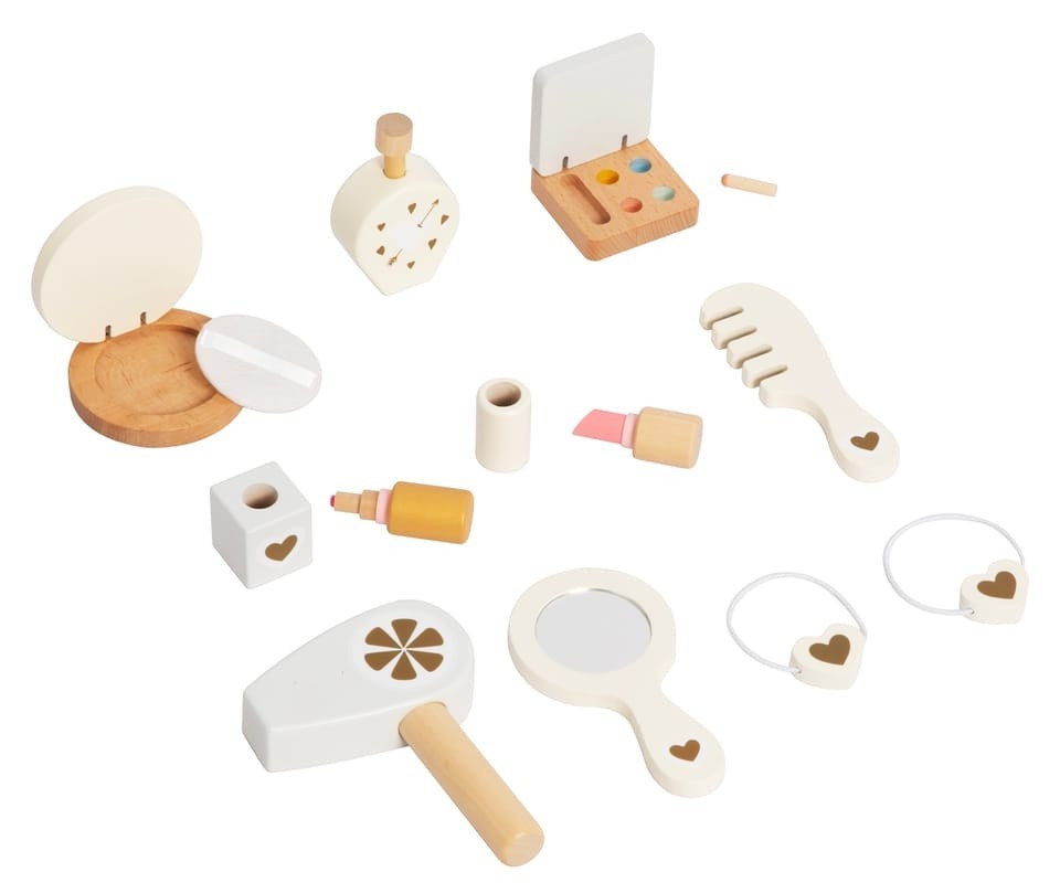 MILLY MALLY Velký dřevěný toaletní stolek pro děti s LED osvětlením a stoličkou Elly