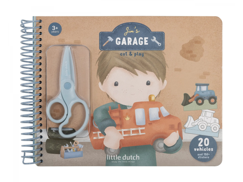 LITTLE DUTCH Kniha s vystřihovacími auty Jim