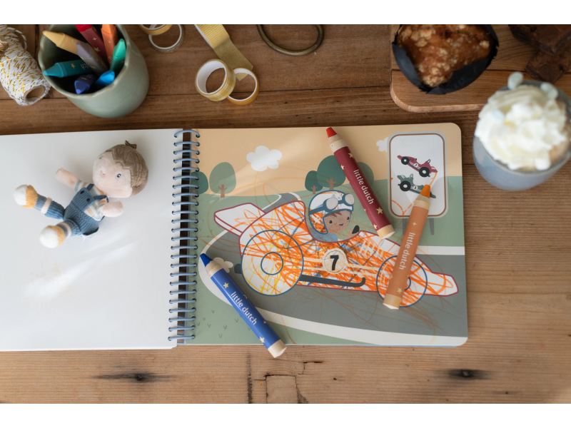 LITTLE DUTCH Omalovánky s pastelkami Doprava Jim