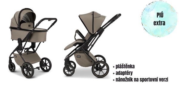 MOON PIÚ EXTRA black chrome Kombinovaný kočárek