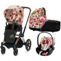Cybex Kočárek Priam Rose Gold + Seat Pack Spring Blossom + Lux carry cot + Cloud Z i-Size 2020