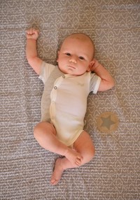 LITTLE ANGEL Body tenké KR Outlast® - bílá/pruh bílošedý melír