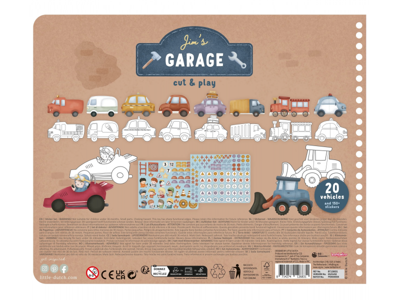 LITTLE DUTCH Kniha s vystřihovacími auty Jim