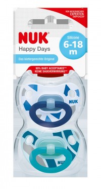 Dudlík HAPPY DAYS SI, V2 (6-18m.) 2 ks BOX