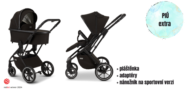 MOON PIÚ EXTRA black matt Kombinovaný kočárek