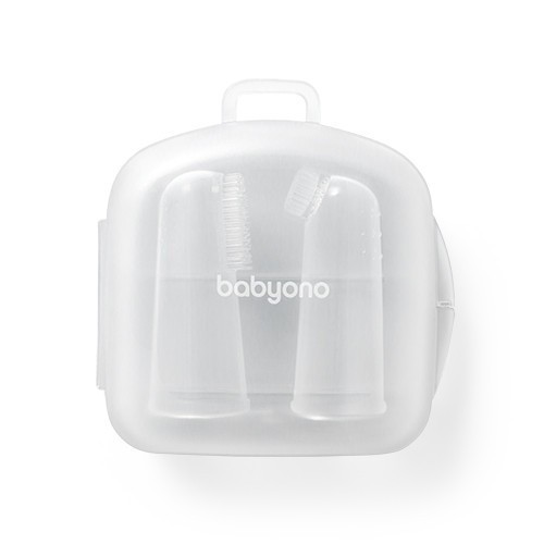 BABYONO Sada silikonových zubních kartáčků na prst 2ks 0m+