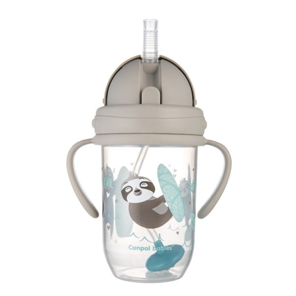 CANPOL BABIES Nevylévací hrneček se slámkou a závažím EXOTIC ANIMALS 270ml