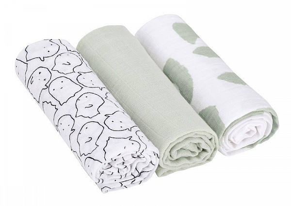 Swaddle blanket 85x85 Little Spookies olive
