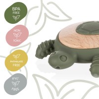 ZOPA Silikonové dřevěné kousátko Turtle