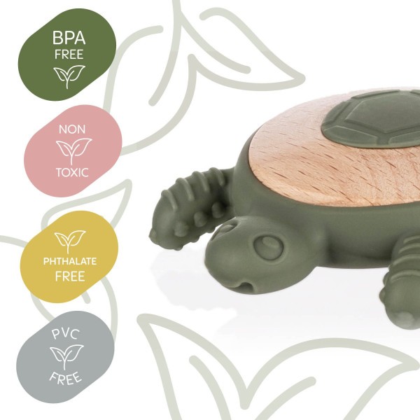 ZOPA Silikonové dřevěné kousátko Turtle