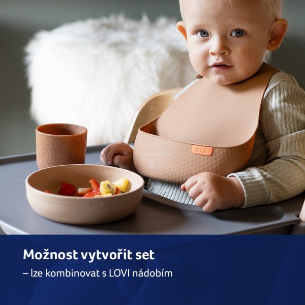 LOVI Silikonový bryndák s kapsou Granola