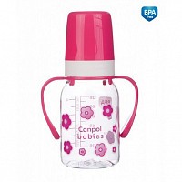 Canpol babies láhev s jednobarevným potiskem a úchyty 120ml bez BPA