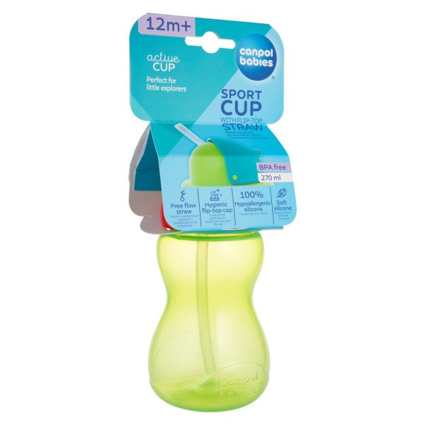 CANPOL BABIES Láhev sportovní se slámkou malá 270 ml