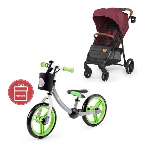 Kočárek sportovní Grande burgundy Kinderkraft + Dětské odrážedlo 2WAY Next