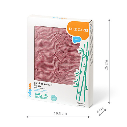 BABYONO Deka pletená bambusová srdce 75x100 cm