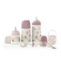 SUAVINEX Sada láhev 270ml + dudlík fyziologický 0/6m + klip Walk