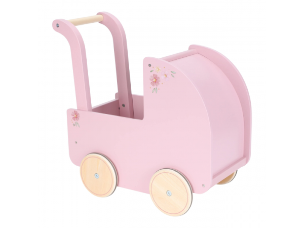 LITTLE DUTCH Kočárek pro panenky dřevěný s peřinkou Pink