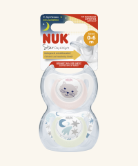 NUK Šidítko Star Den a Noc 0-6 m 2ks/BOX