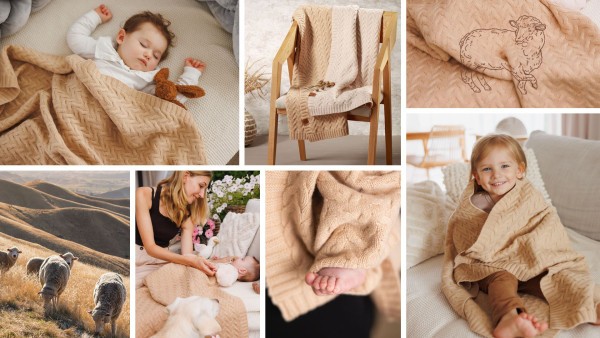BABYONO Deka z merino vlny 75 x 100 cm dark beige 0m+