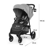 Kočárek sportovní Grande City Black Kinderkraft + Dětské odrážedlo 2WAY Next