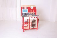 Bigjigs Toys Dřevěná dětská kuchyňka červená
