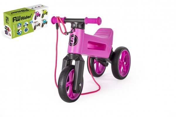 TEDDIES Odrážedlo FUNNY WHEELS Rider SuperSport  2v1+popruh - fialové