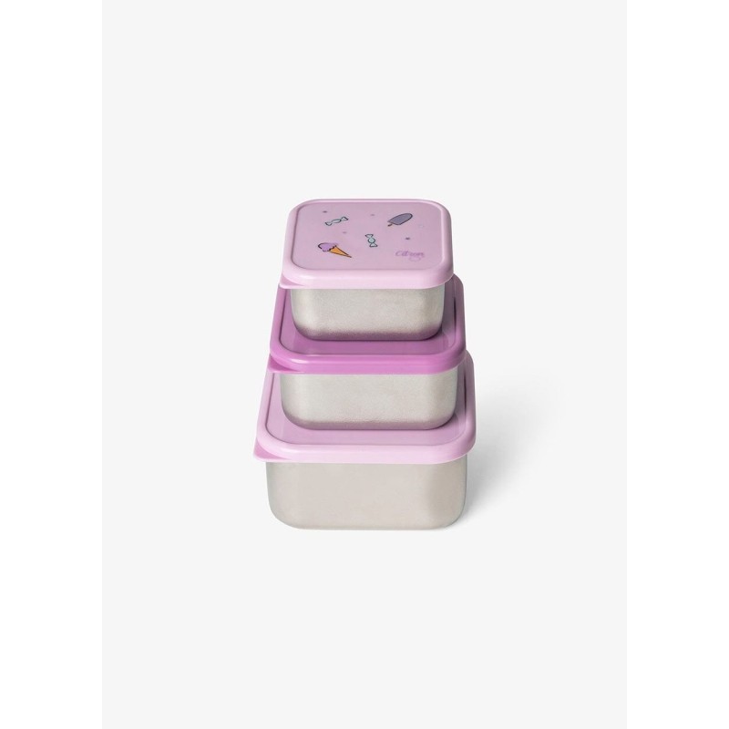 CITRON Sada 3 stohovatelných boxů z nerezu - Stormy Unicorn