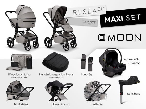 MOON Resea 2.0 Maxi set Kombinovaný kočárek + autosedačka