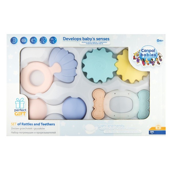 CANPOL BABIES První set chrastítek s kousátky PASTEL