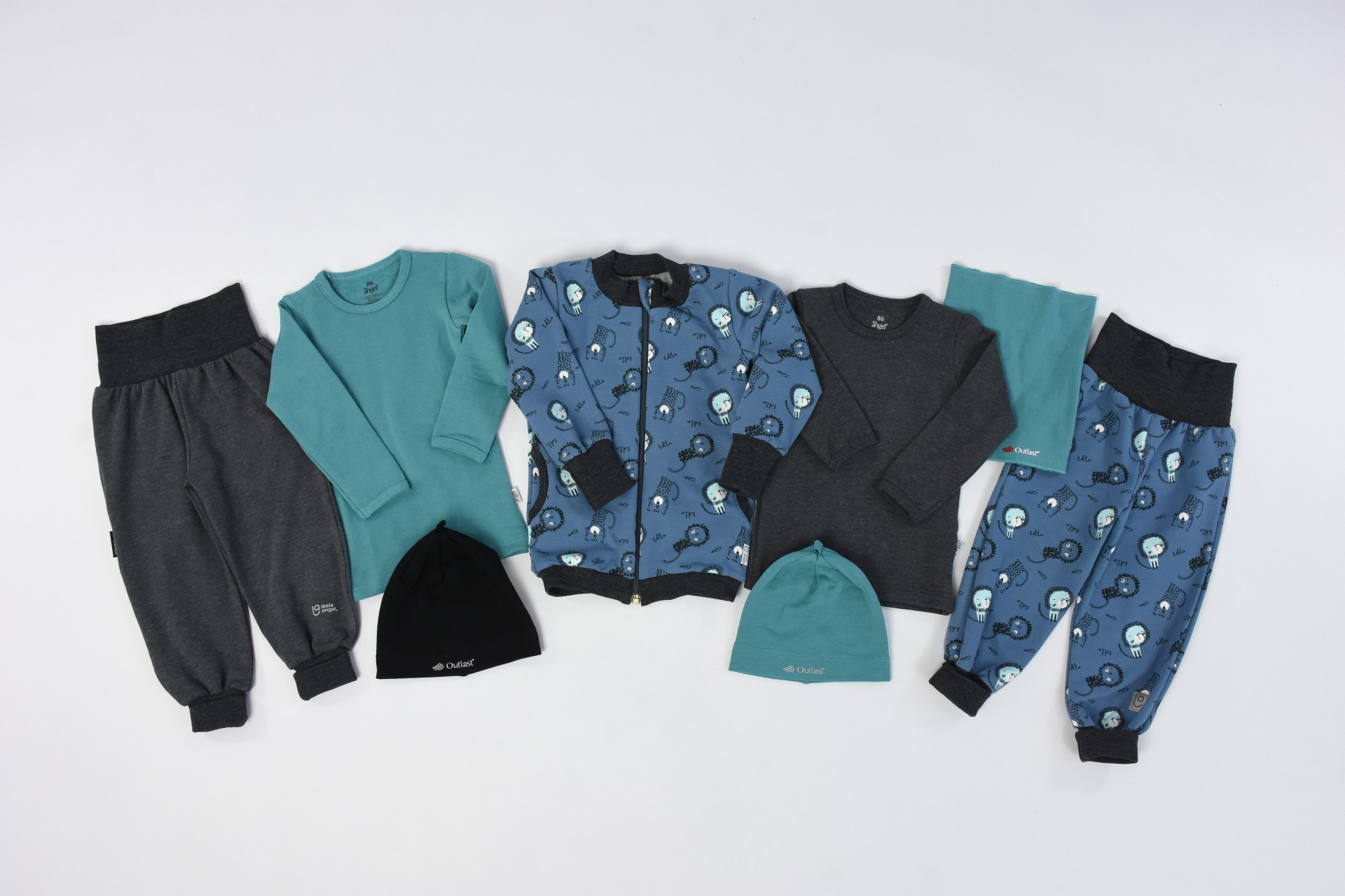 LITTLE ANGEL Tepláky - denim lvíčci