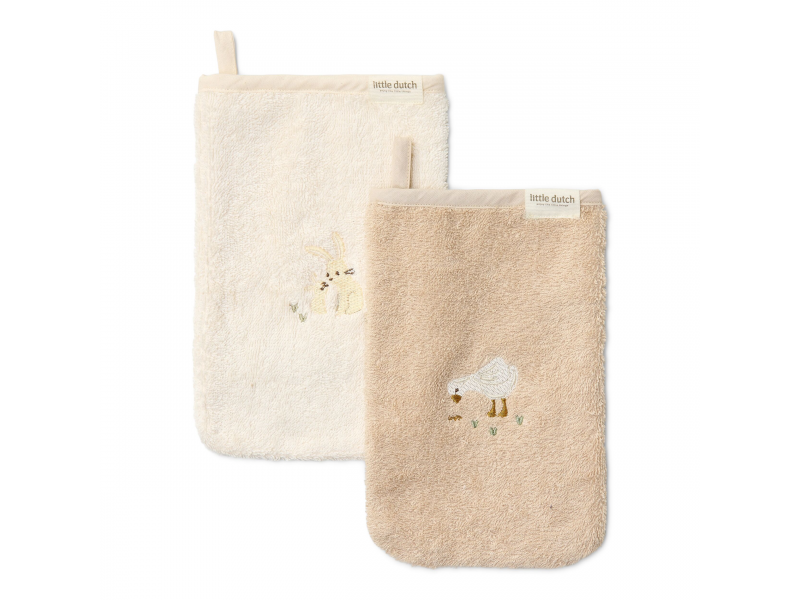 LITTLE DUTCH Žínky s výšivkou 2 ks - Baby Bunny