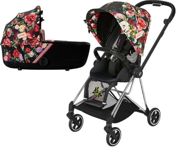 Kočárek CYBEX Mios Seat Pack Fashion Spring Blossom 2021 včetně korby, podvozek mios Chrome Black