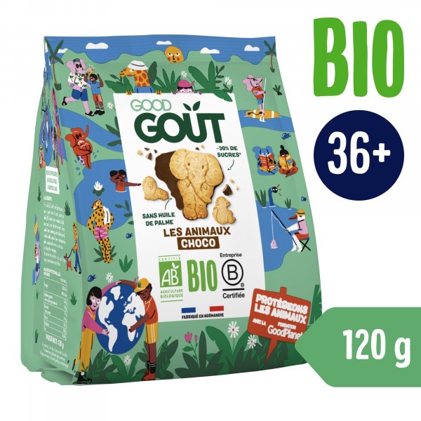 Good Gout BIO Máslová zvířátka polomáčená v hořké čokoládě (120 g)