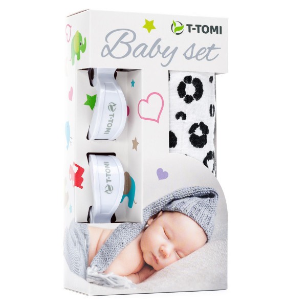 T-TOMI BABY SET bambusová osuška  + kočárkový kolíček