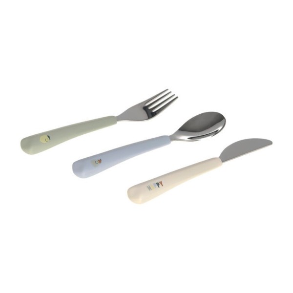 LÄSSIG  Dětský příbor Cutlery with Silicone Handle 3pcs Happy Fruits
