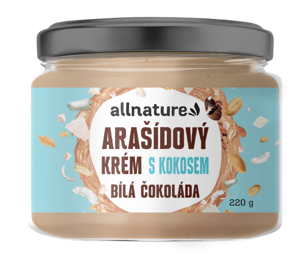 Allnature Arašídový krém s bílou čokoládou a kokosem 220 g