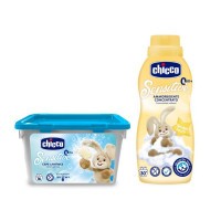 CHICCO Kapsle prací gelové Sensitive 16 ks + Aviváž konc. Květinové objetí 750 ml