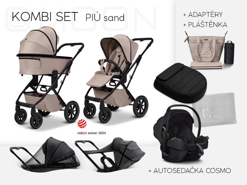 MOON PIÚ Kombi set Kombinovaný kočárek