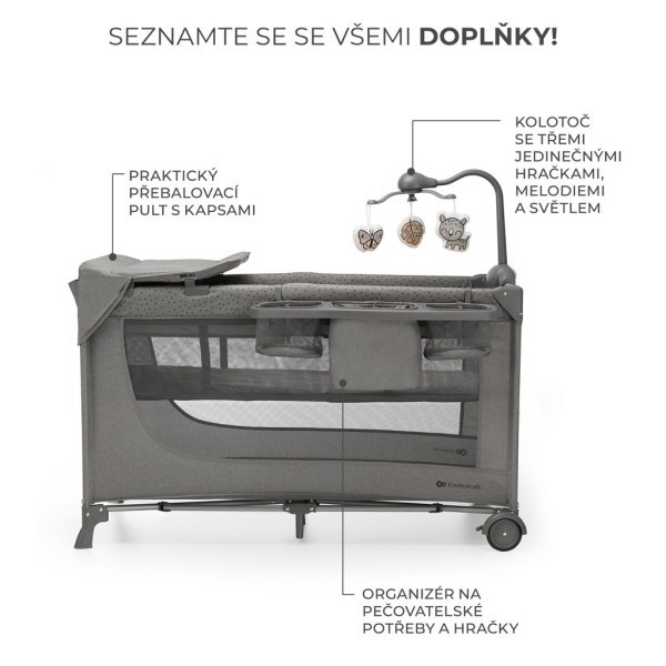 KINDERKRAFT Postýlka cestovní Joy 2 s doplňky