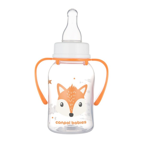 CANPOL BABIES Lahev úzkohrdlá s úchyty CUTE ANIMALS 120ml