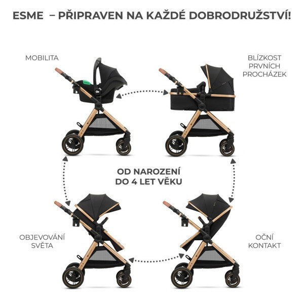 KINDERKRAFT Kočárek kombinovaný 3v1 Esme