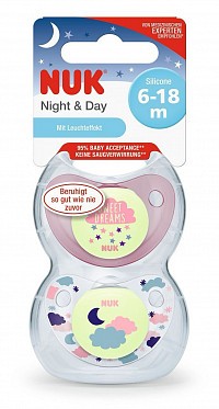 Dudlík NUK DEN & NOC duble pack,SI,V2