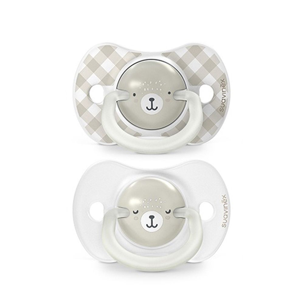 SUAVINEX Šidítko DEN&NOC fyziologické silikon WILD @ FREE 0-6 m - 2 ks - 2 ks - šedé