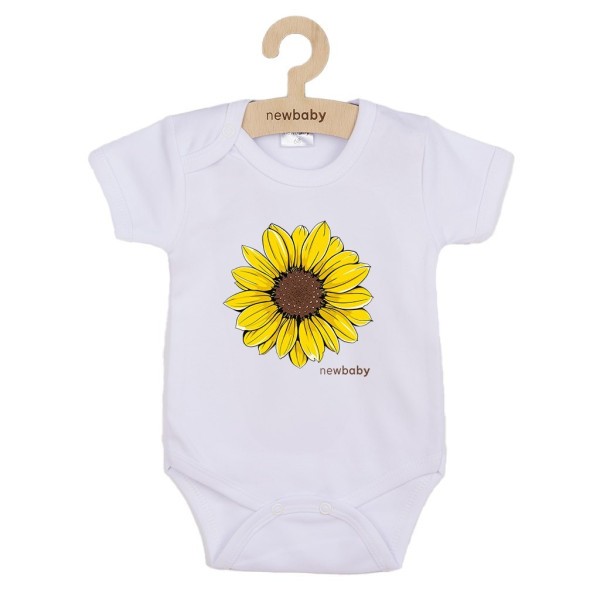 NEW BABY Dětské body s potiskem Slunečnice  - krátký rukáv