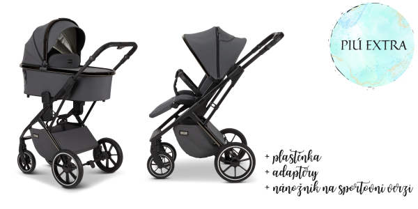 MOON PIÚ EXTRA black chrome Kombinovaný kočárek