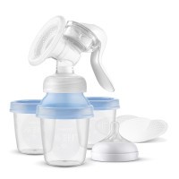 Philips AVENT Odsávačka mateř. mléka manuální s VIA systémem + Sada pro péči o dítě SCH400/52